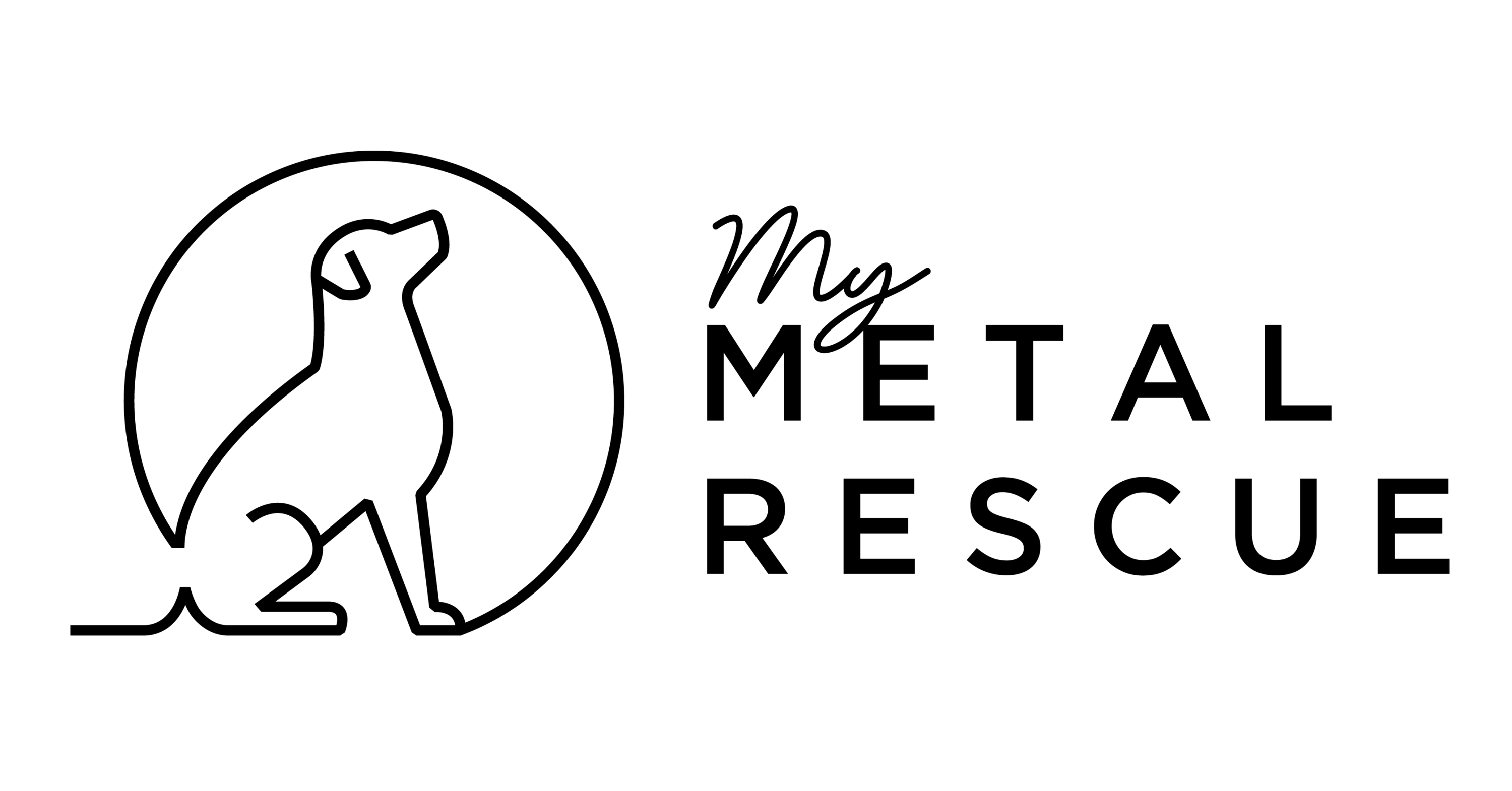 My Metal Rescue brand logo with dog silhouette