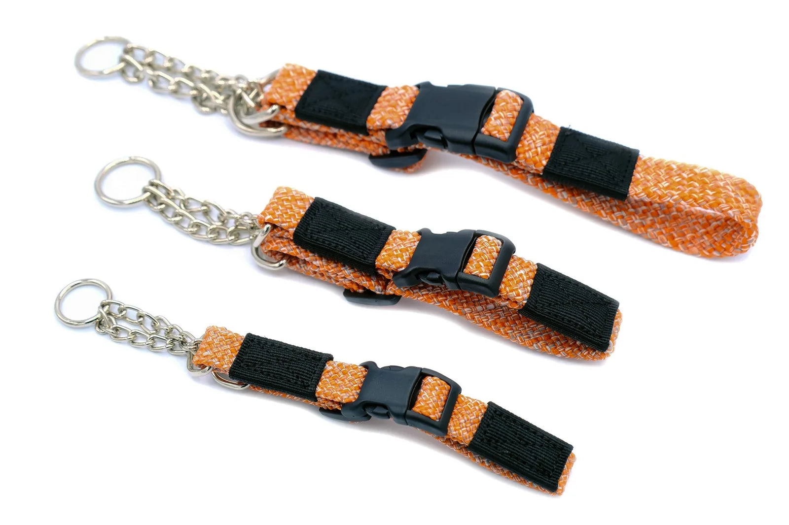 Adventure Style Martingale Dog Collar in orange and black, featuring durable climbing rope and easy-to-use buckles.