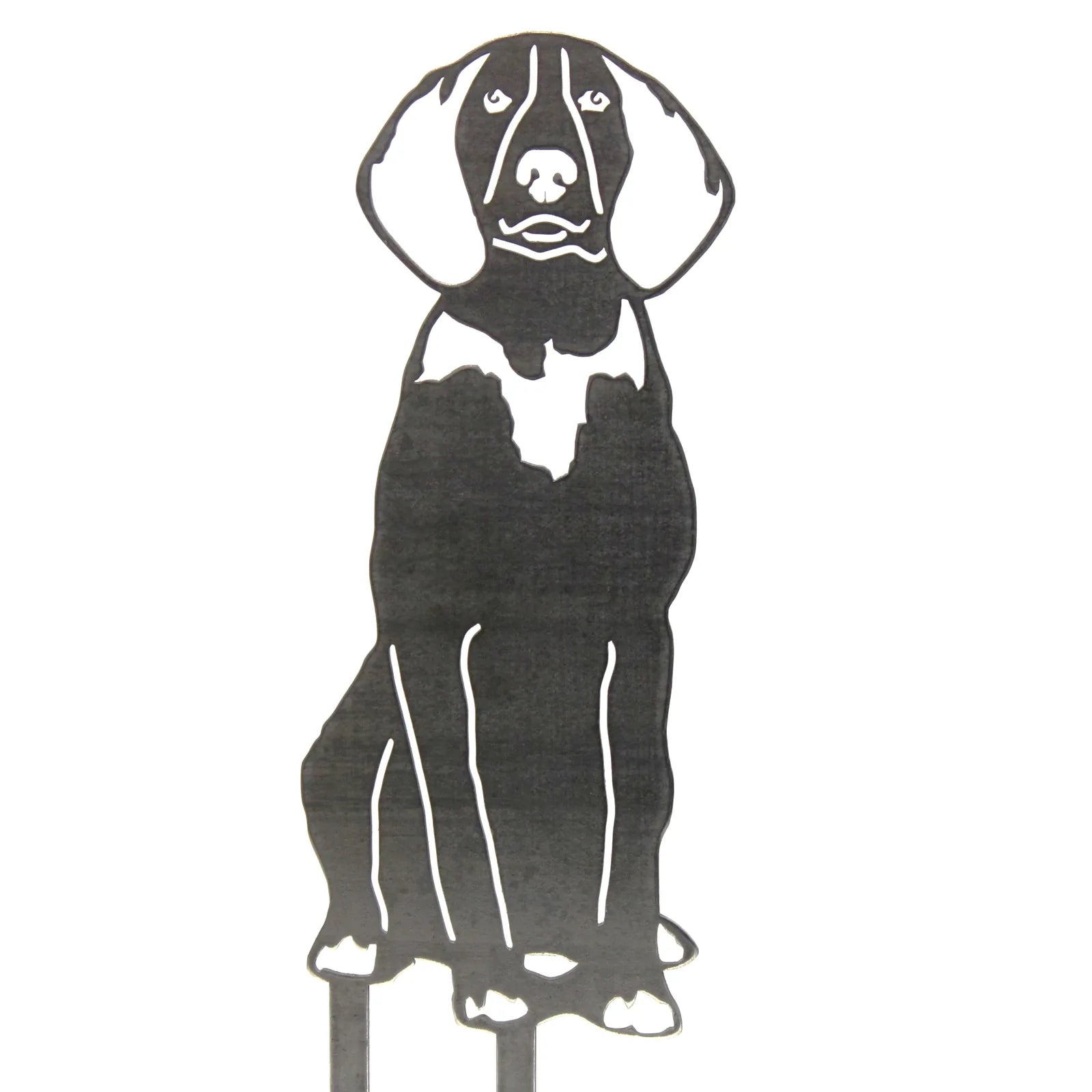 Black metal silhouette of an American English Coonhound, showcasing its distinctive features and posture.