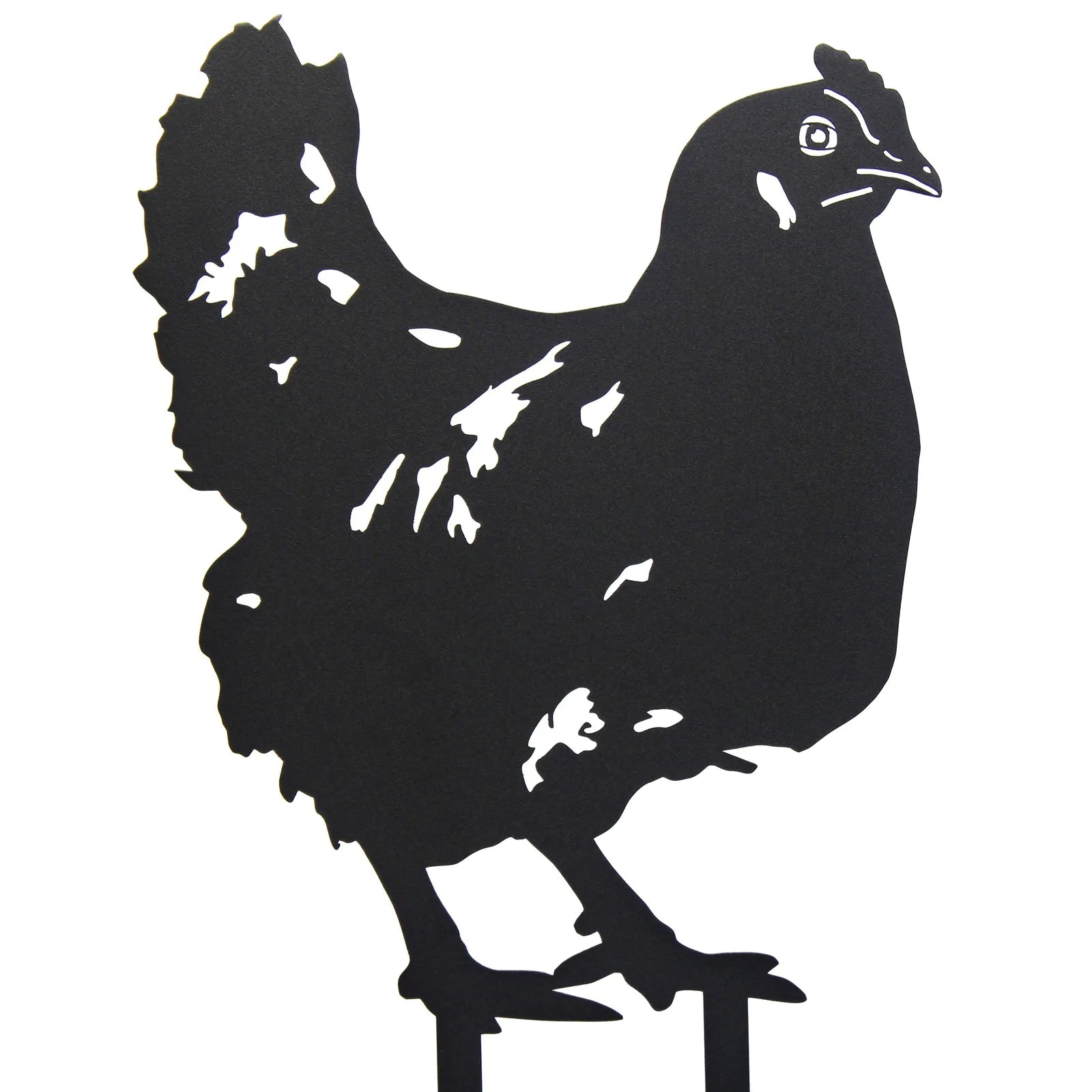 Black metal chicken silhouette from My Metal Rescue, beautifully crafted for outdoor garden decor.