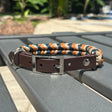 Coiled Charm Hand Braided Dog Collar in Mustard, Navy, & Light Tan