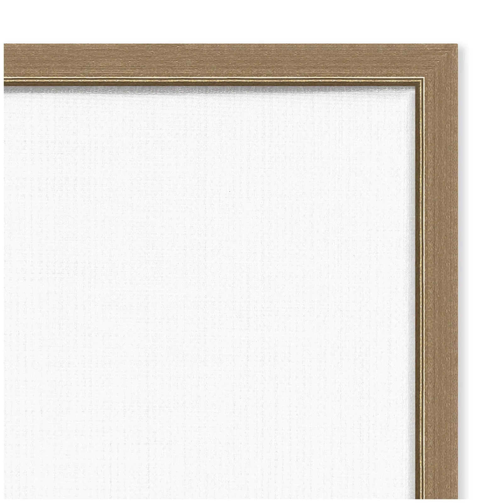 Framed canvas corner showing a dark gold Sylvie designer frame around a textured white background.