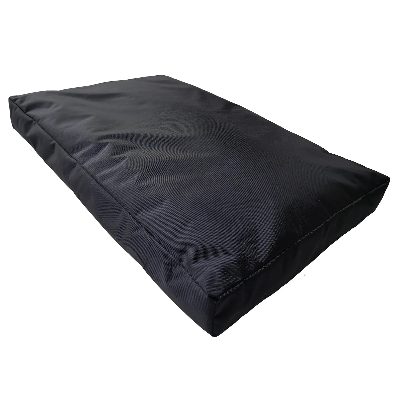 Durable black orthopedic dog bed with a smooth nylon ballistic fabric, designed for comfort and support.