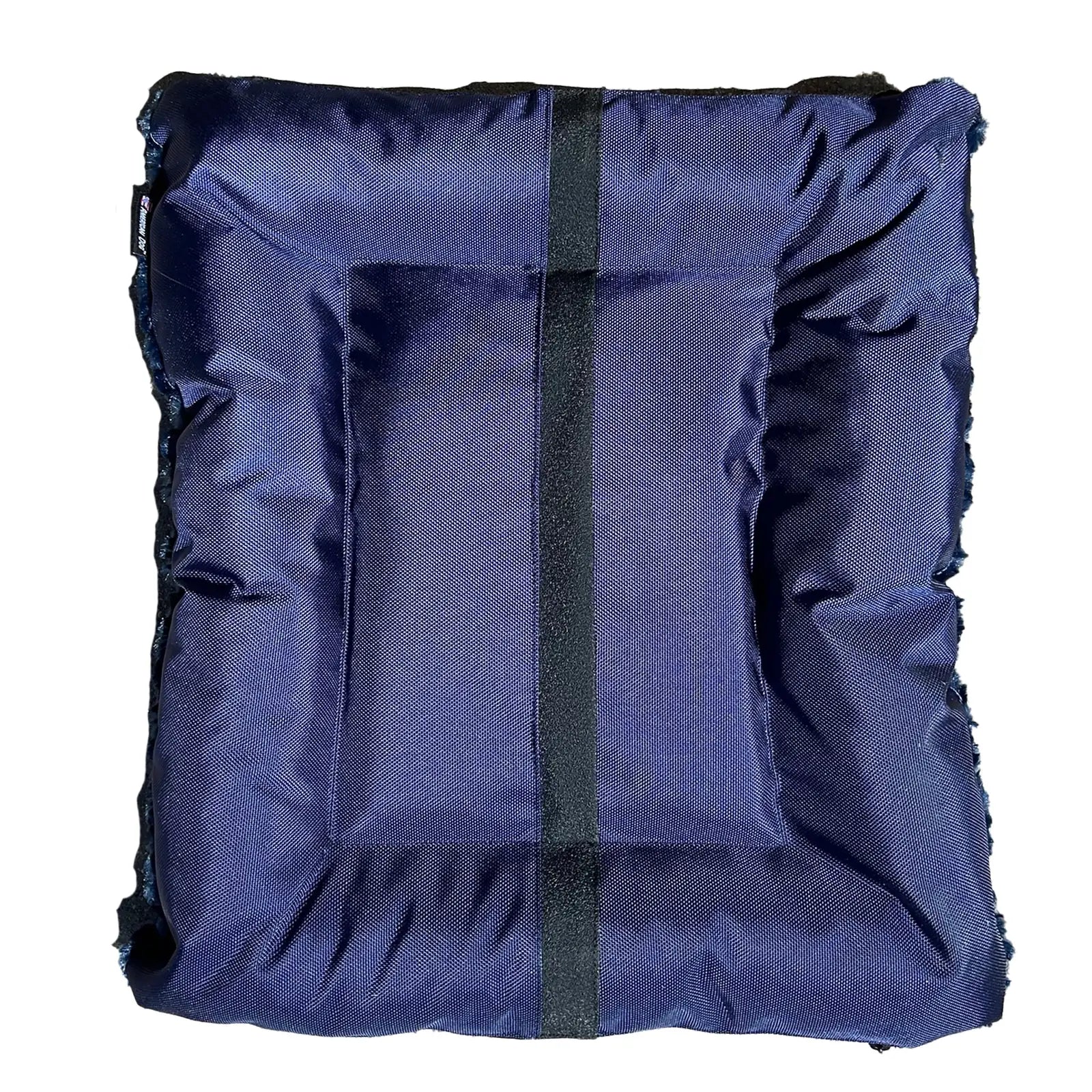 Rectangle bolstered dog bed in midnight blue, featuring a soft fabric exterior and durable bottom, designed for comfort.