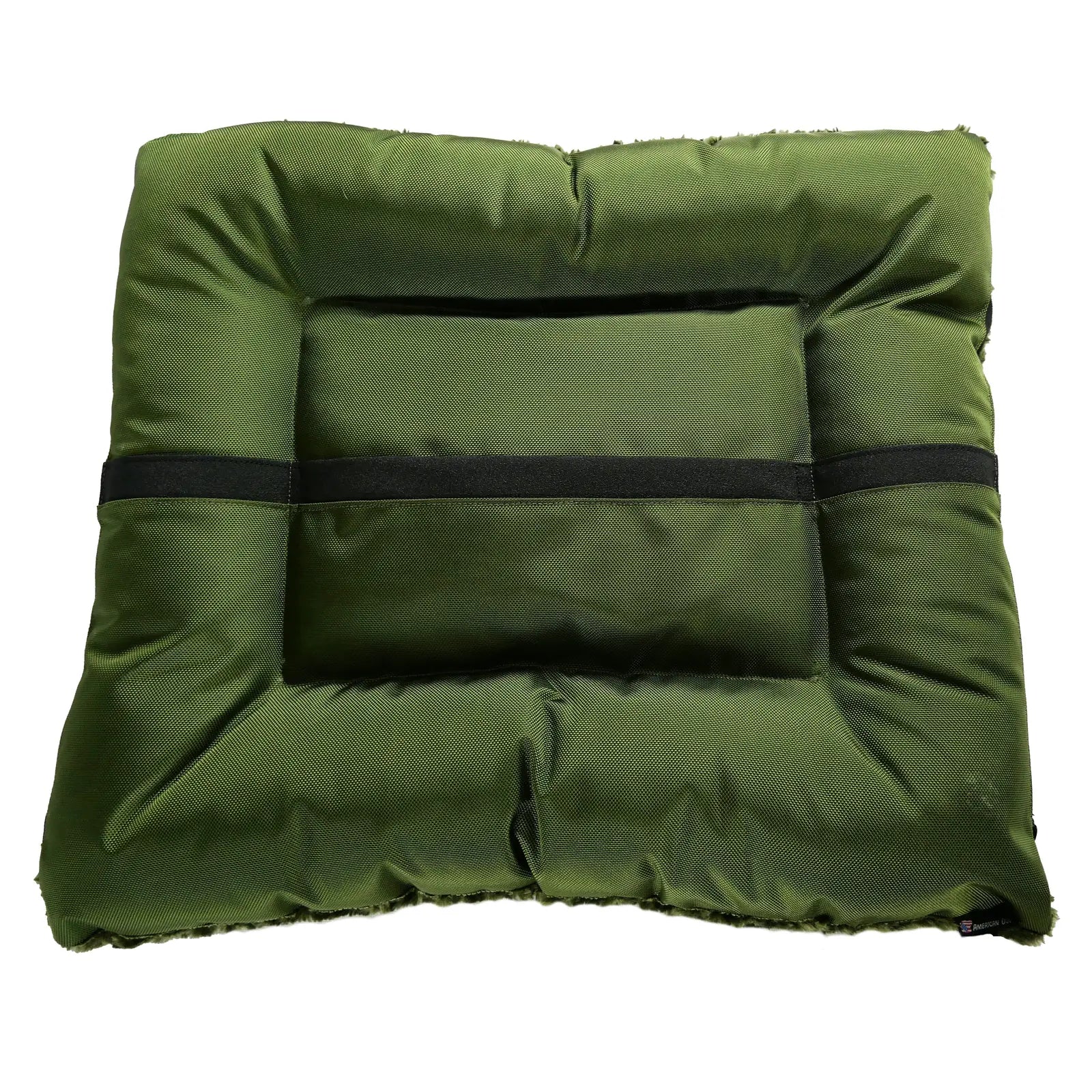 Rectangle bolstered dog bed in olive green with soft material and a sturdy design, ideal for comfort and stability.