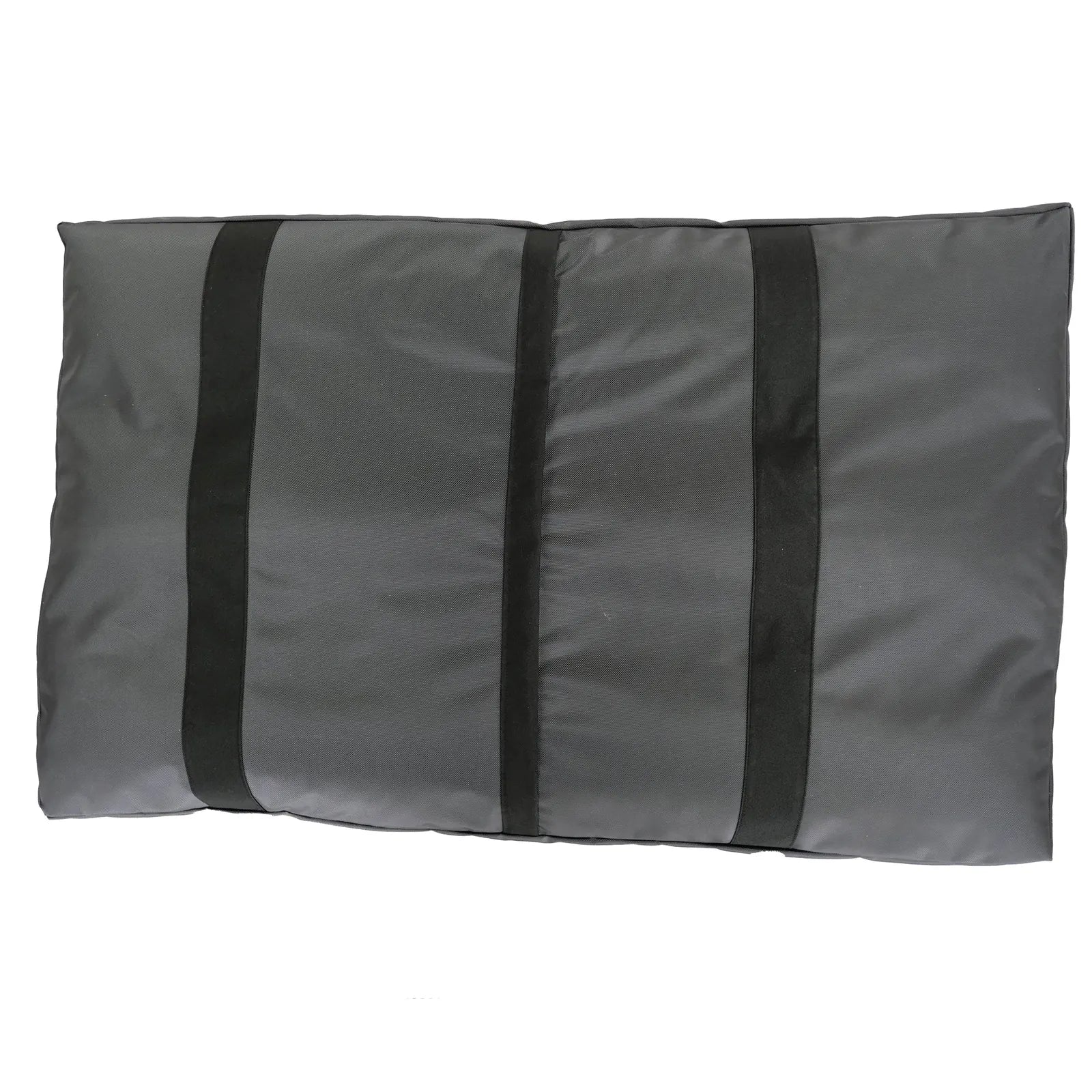 Orthopedic black dog bed with soft, durable fabric and contrasting straps for added style and support.