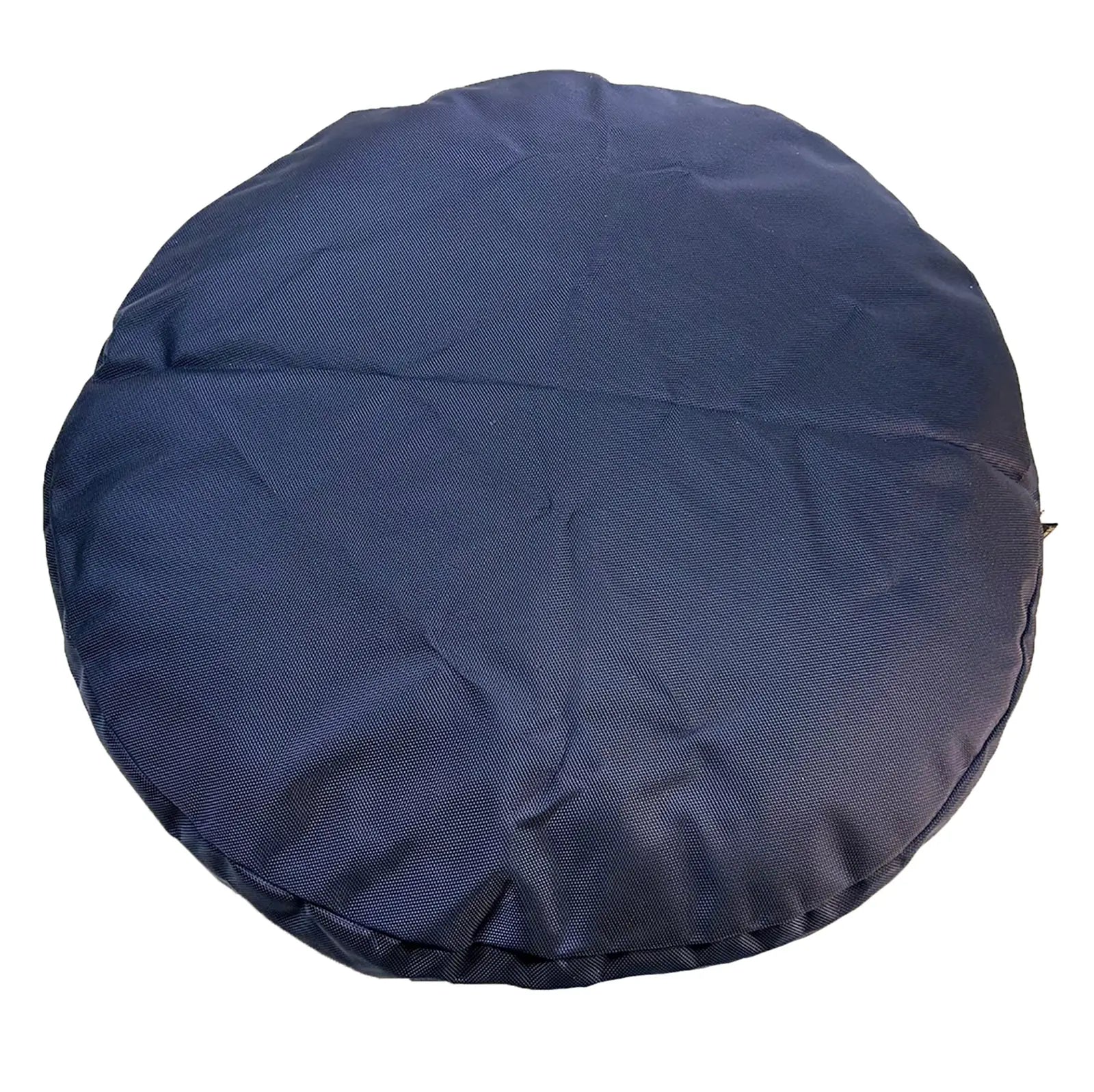 Durable round dog bed in a solid navy color, made from rugged 1680D nylon ballistic fabric for heavy chewers.