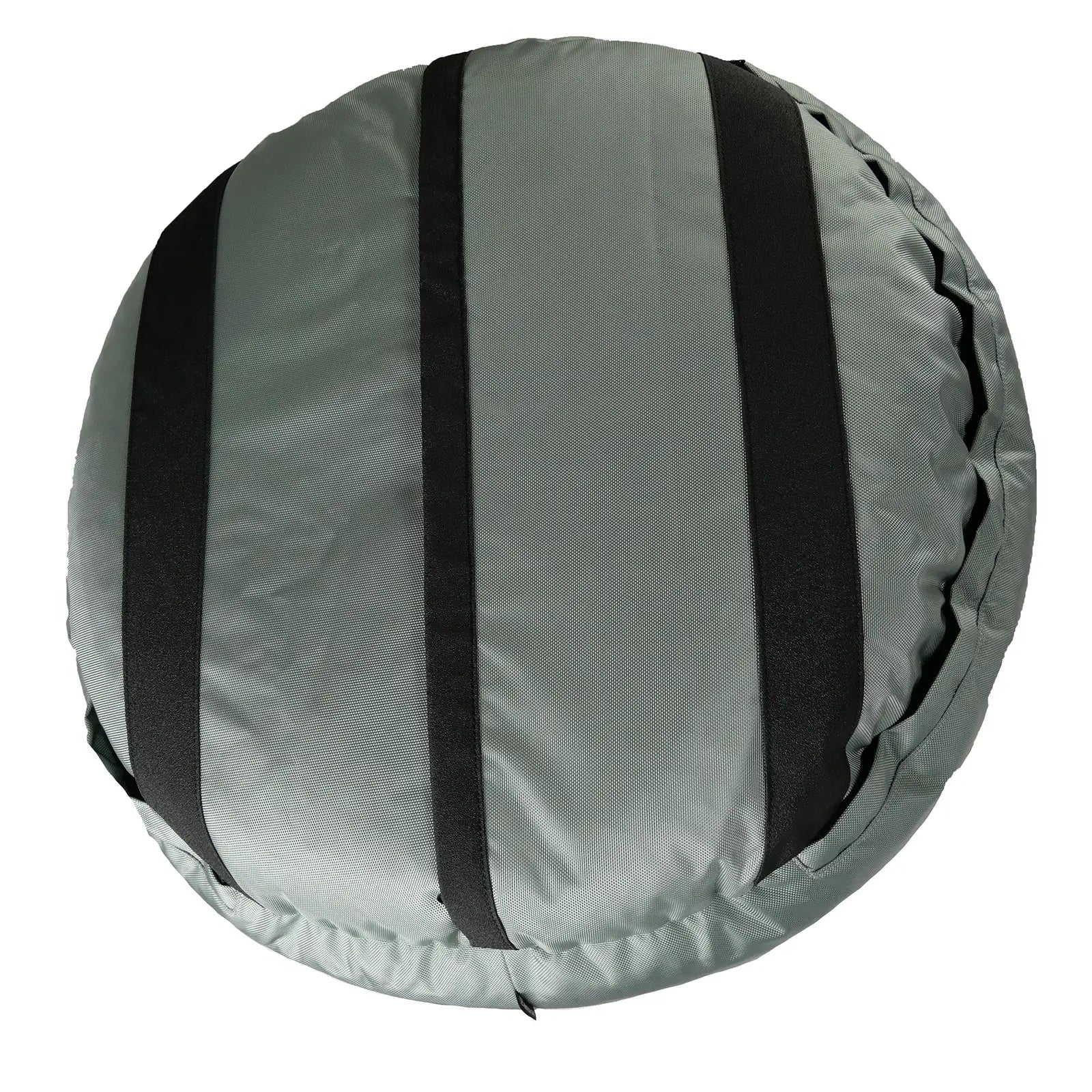 Round orthopedic dog bed in charcoal with durable nylon cover and bolstered sides for comfort.