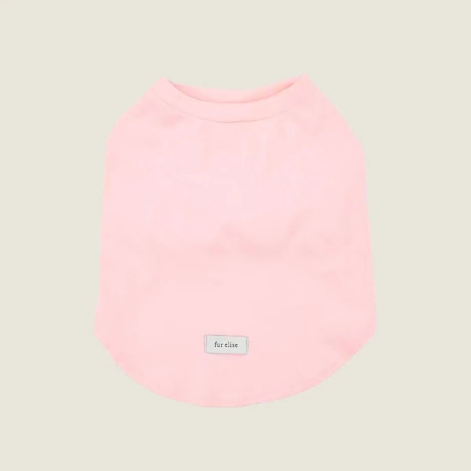 Blush pink fleece mock neck dog shirt with "fur elise" label, designed for comfort and style.