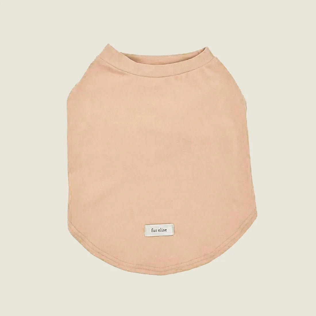 Latte-colored mock neck dog shirt made of soft fleece, featuring an embroidered 'fur elise' label.