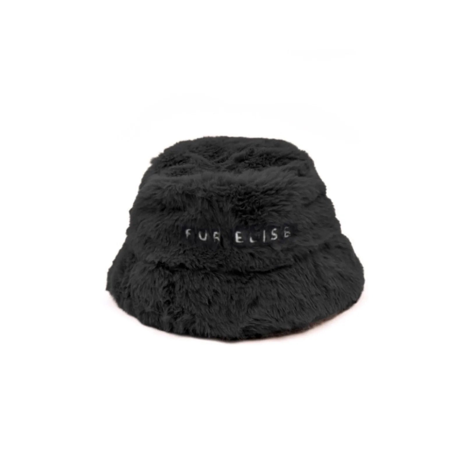 Soft faux fur pet hat in Noir with embroidered "Fur Elise" logo, designed for comfort and style.