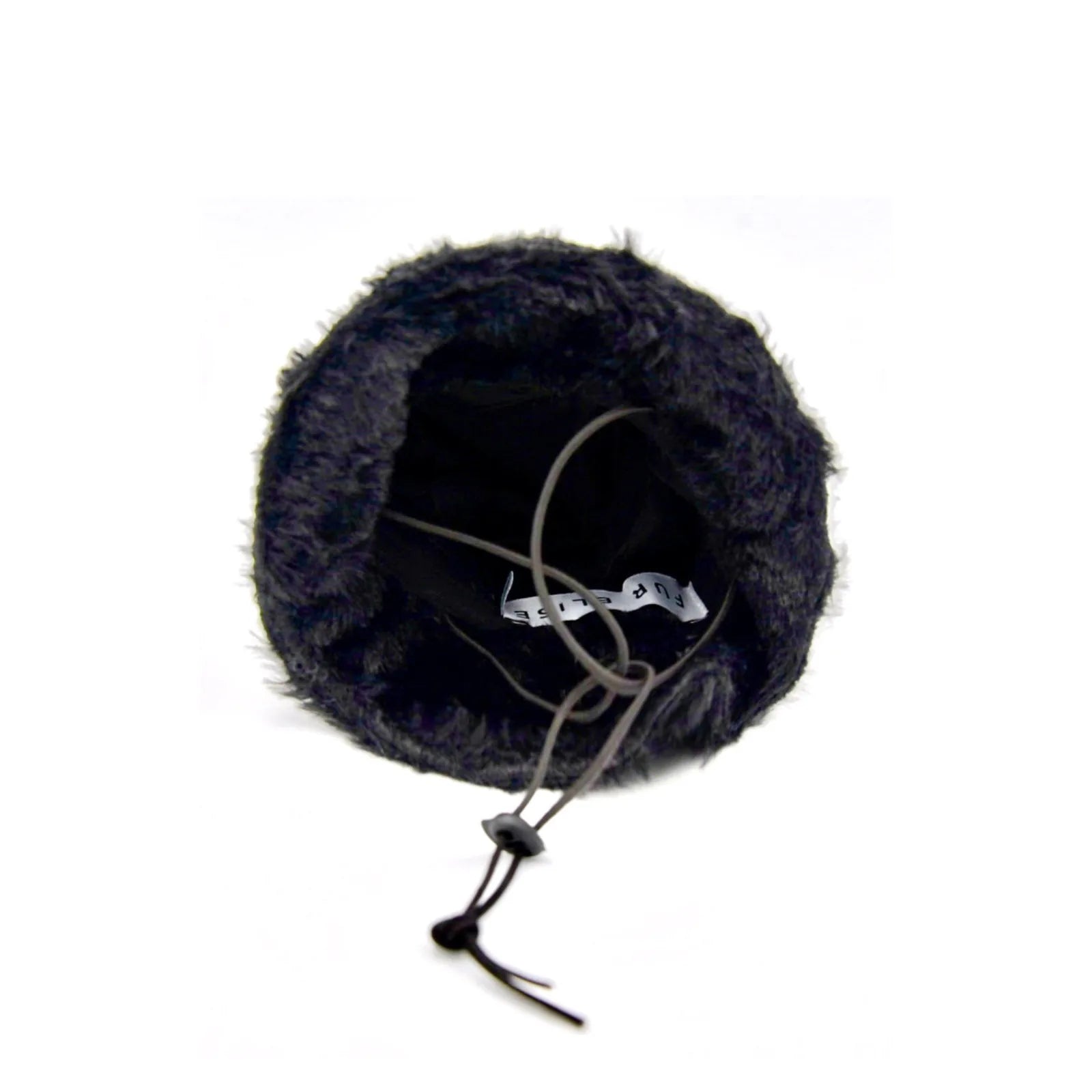 Soft faux fur Furi Pet Hat in Noir featuring adjustable strap and ear holes for comfort. Ideal for stylish dog outfits.