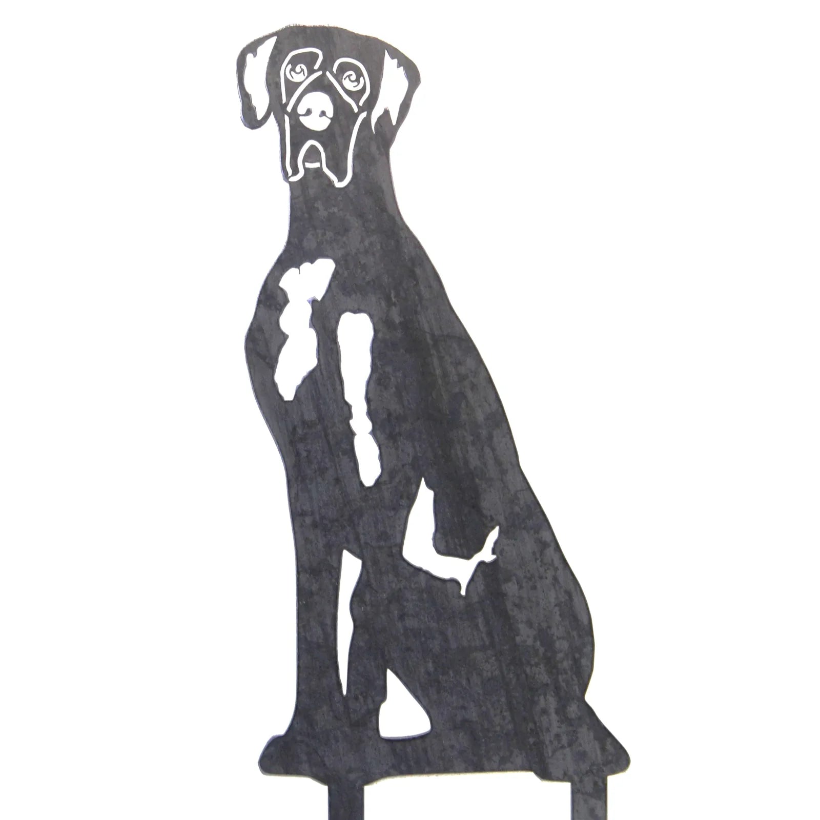 Black Great Dane silhouette made of 11 gauge steel, showcasing intricate design for garden decor.