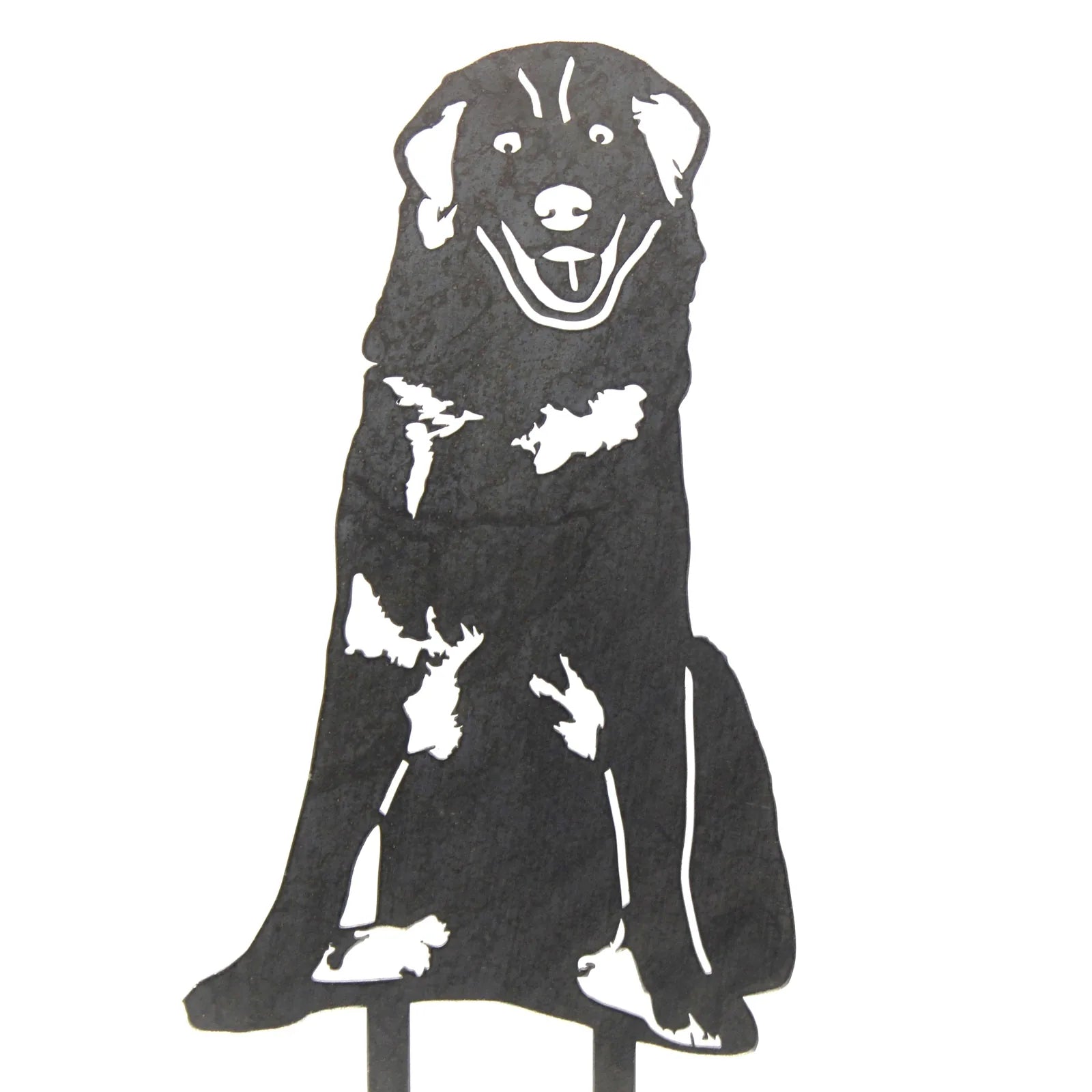 Black metal silhouette of a Great Pyrenees dog, showcasing intricate design details and friendly expression. Perfect for o...