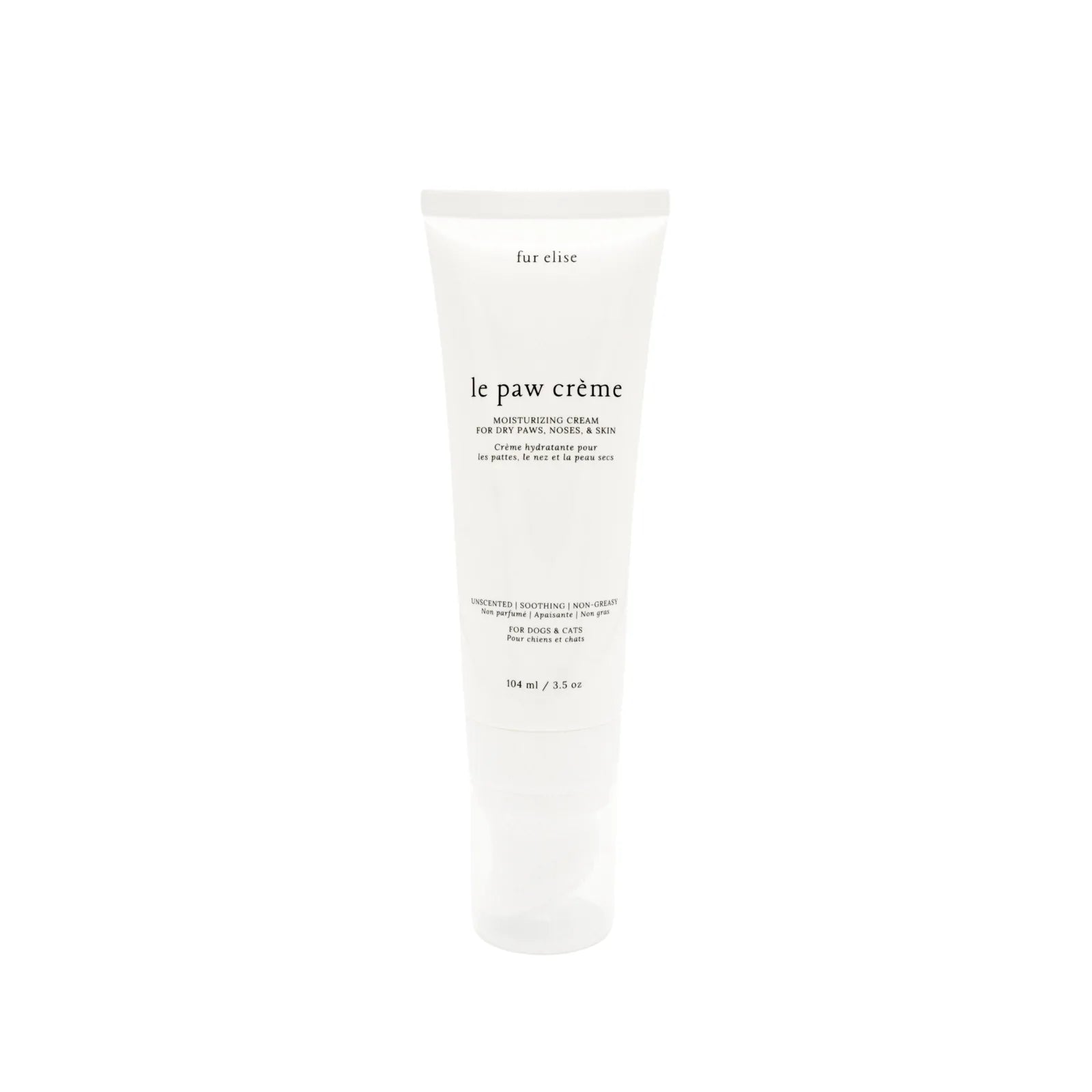 Le Paw Cream in a sleek white tube, designed for moisturizing pets' dry paws, noses, and skin.
