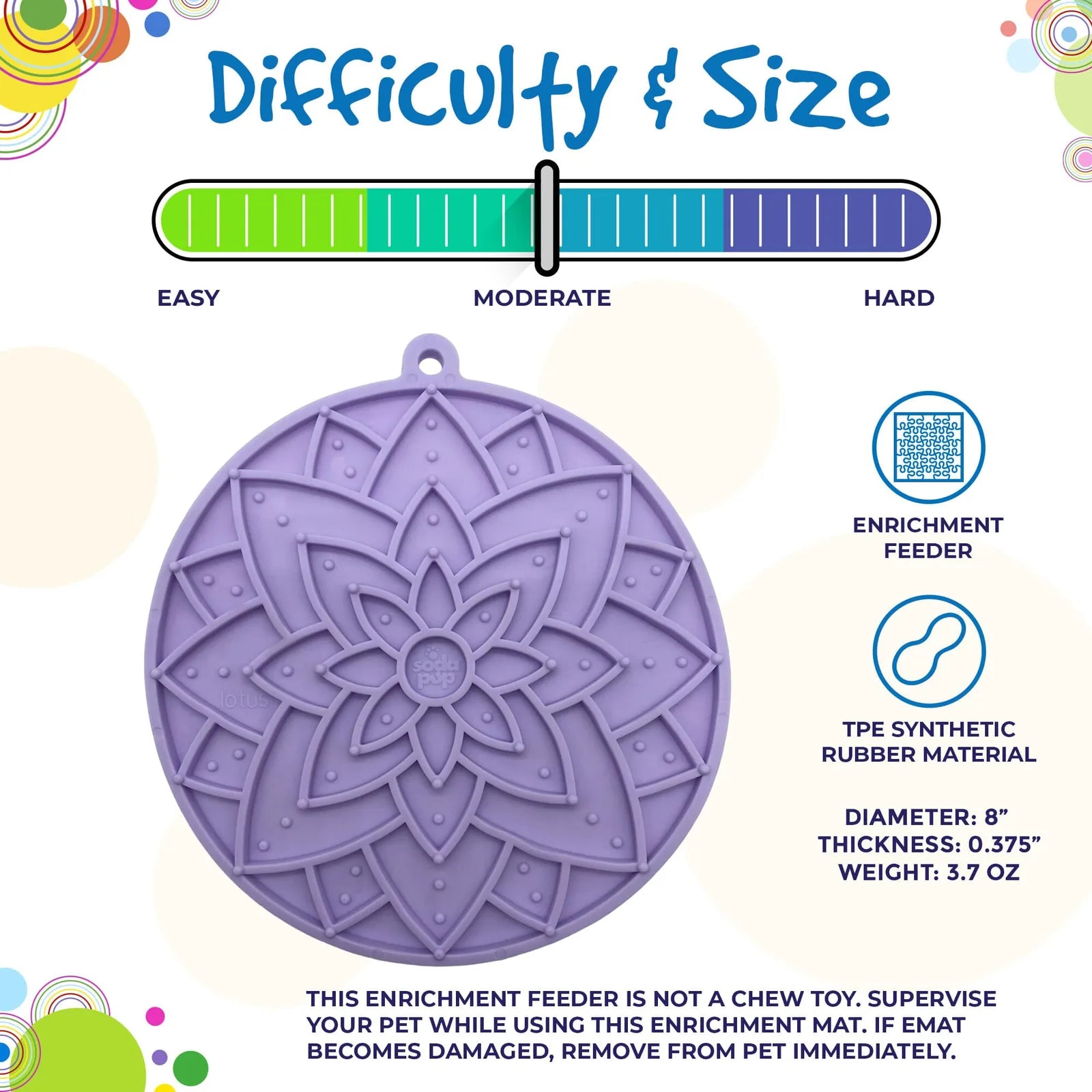 Pastel purple lotus design enrichment lick mat with suction cups, perfect for slow feeding and mental stimulation for pets.