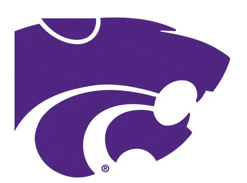 Kansas State University's purple mascot logo featuring a wildcat head in profile, representing spirited fan pride.