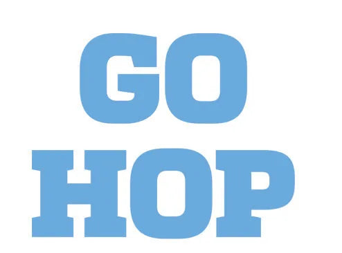 Go Hopkins text in bold blue letters promoting Johns Hopkins University, perfect for team spirit and fan gear.