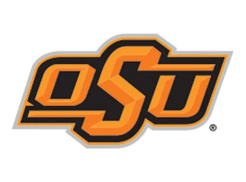 NCAA Oklahoma State University logo in black, orange, and white, featuring bold stylized letters "OSU."