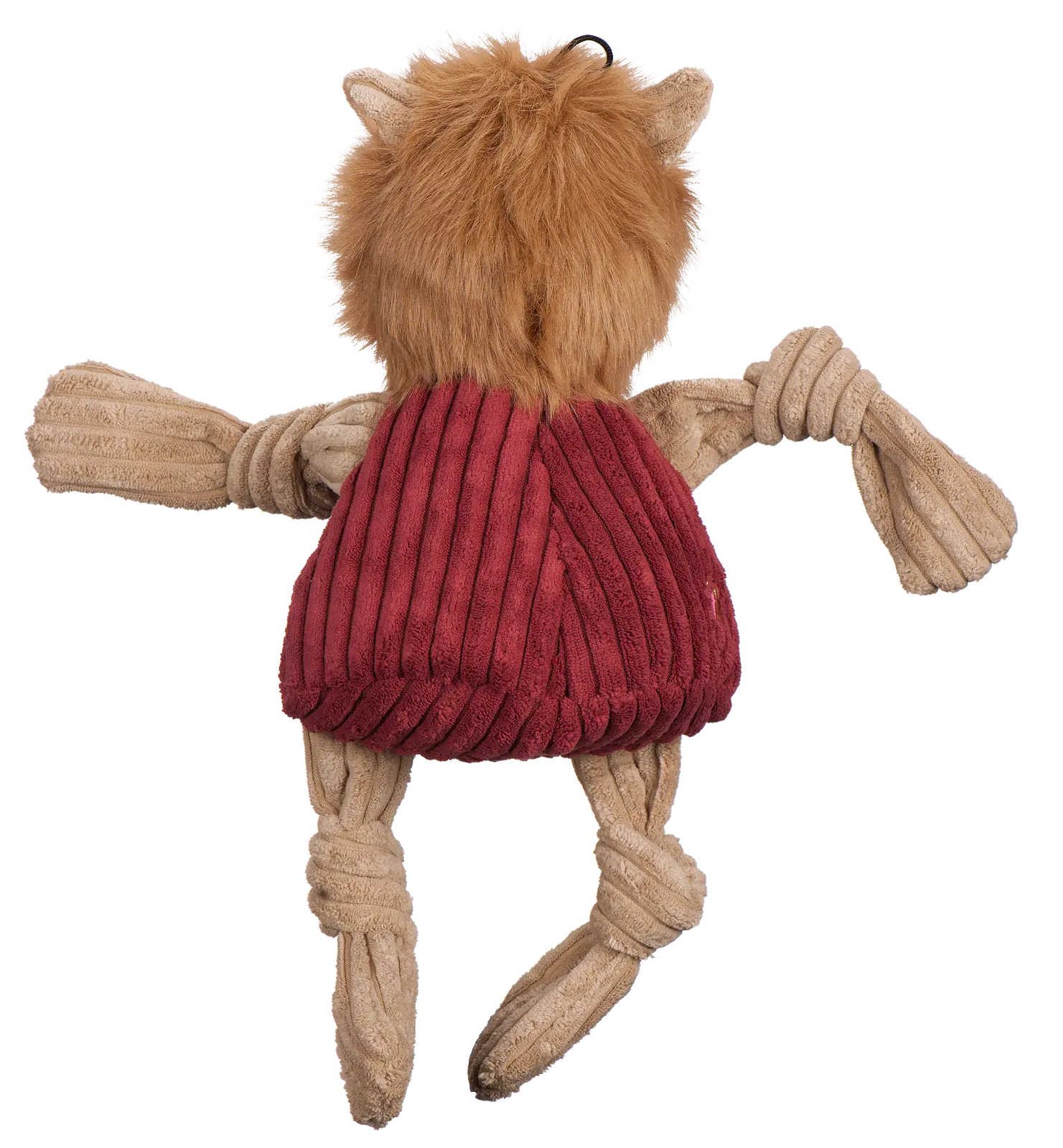 Reveille Knottie® plush dog toy with a soft brown and maroon design, knotted limbs, and textured fabric, perfect for playf...