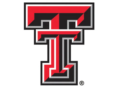 Texas Tech University logo featuring bold red and black geometric shapes. Ideal for spirited dog play.