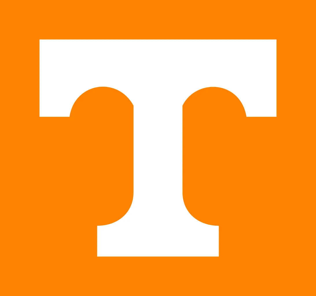Officially licensed University of Tennessee logo in white on an orange background.