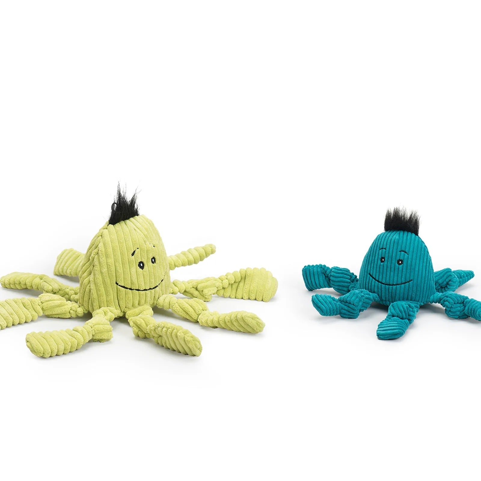 Plush Octavie Octopus Knottie® toy in sea blue and octo green, featuring knotted limbs and smiling faces.