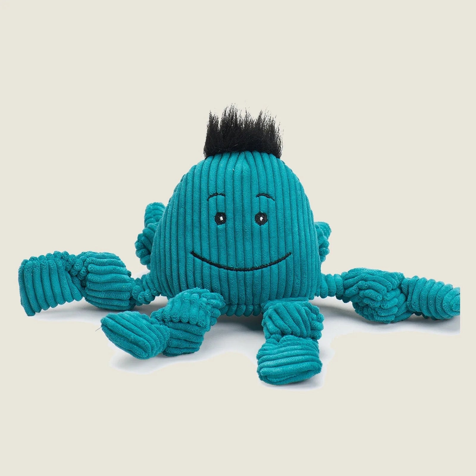 Teal Octavie Octopus Knottie® plush dog toy with knotted limbs and a smiling face, perfect for interactive play.