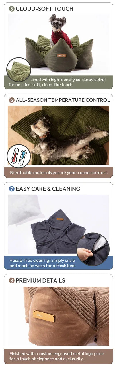 Cozy navy blue cuddle pet pillow bed with a luxurious corduroy lining, designed for comfort and support.