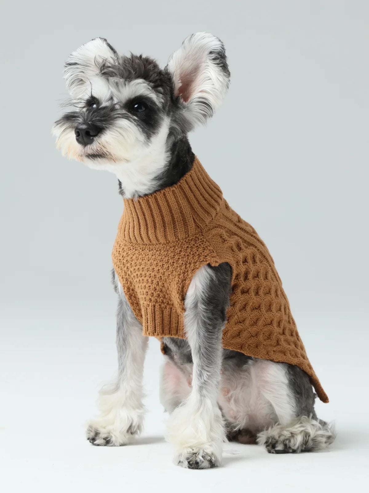 Cozy toffee orange knitted sweater vest for dogs, featuring a comfortable design and breathable acrylic fabric.