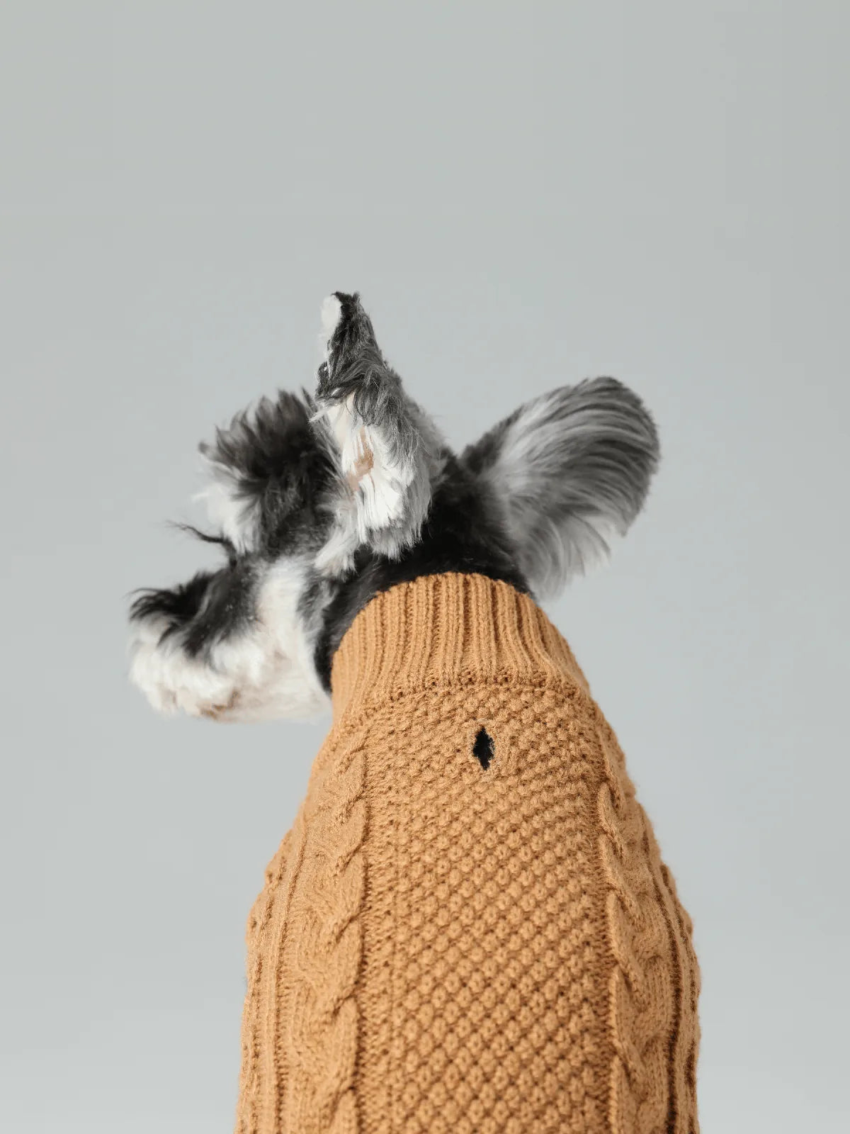 Toffee orange dog sweater vest showing a knit design and textured pattern, perfect for cozy styling.