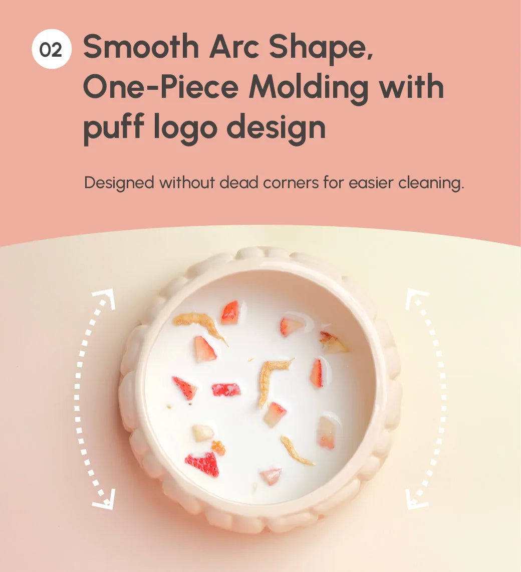 Ceramic pet bowl in gradient caramel, featuring a smooth arc shape and puff logo, ideal for easy cleaning.