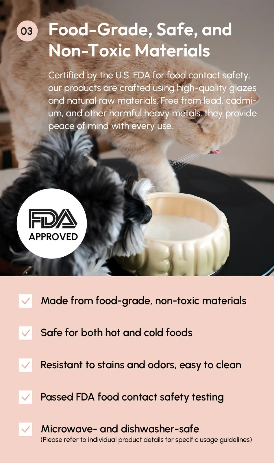 Ceramic pet bowl in gradient caramel with spill-proof rim, featuring a puff logo design and silicone non-slip ring.