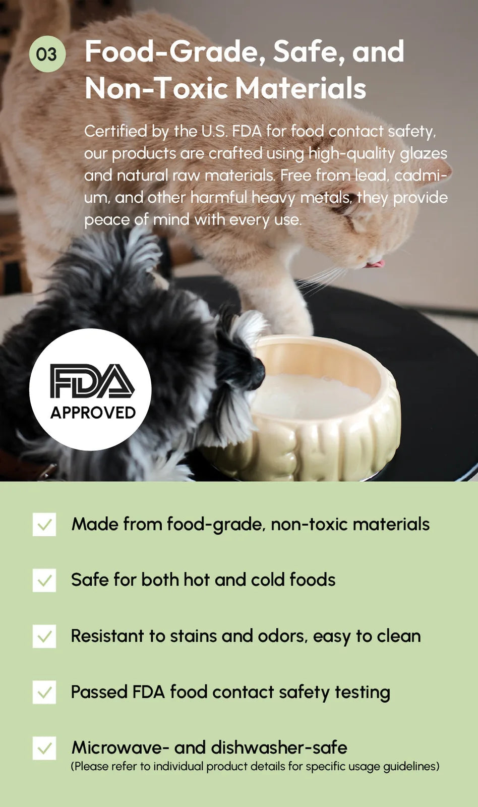 Gradient olive ceramic pet bowl with spill-proof rim, smooth arc design, and non-slip silicone base for stability.