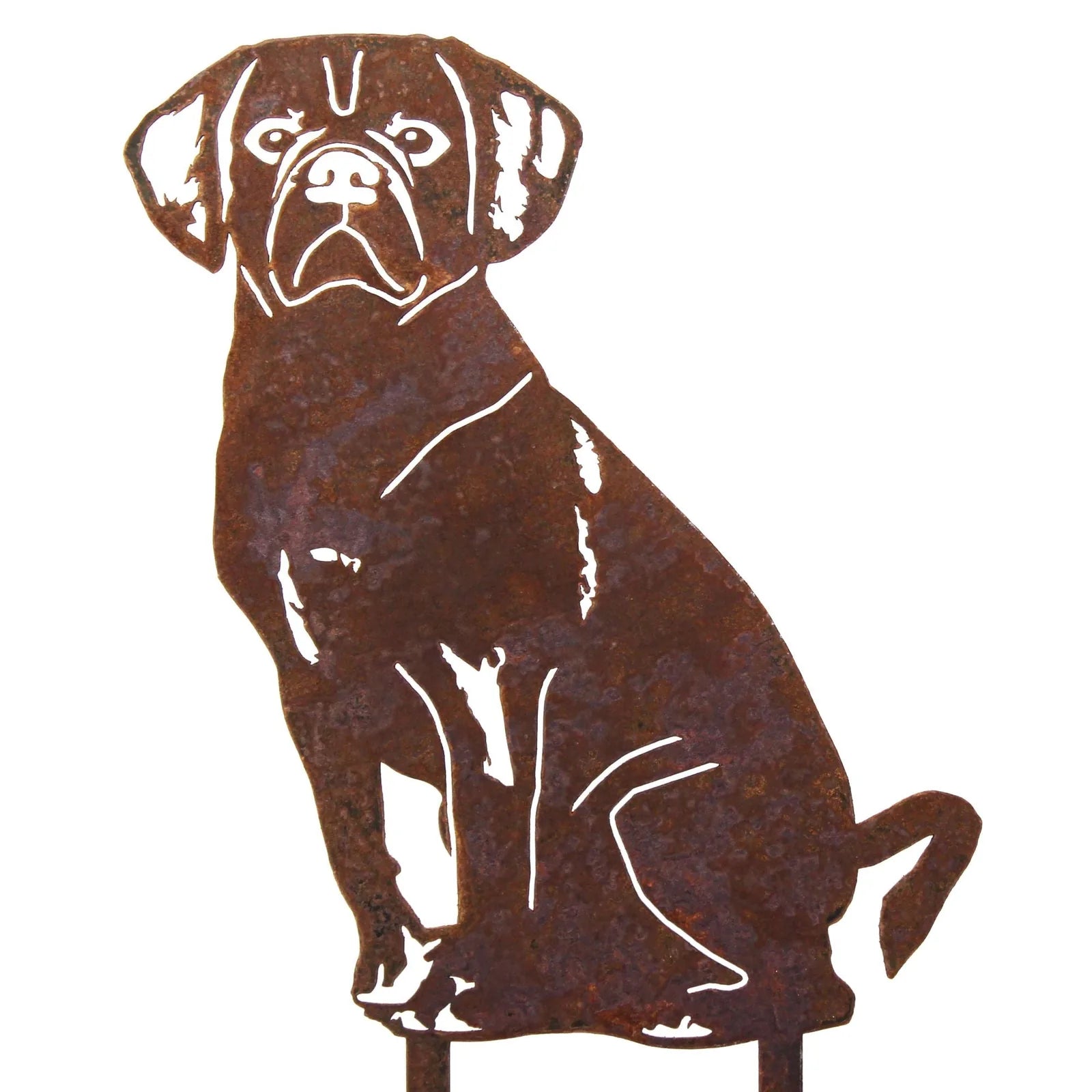 Rustic puggle metal silhouette in Corten steel, featuring detailed craftsmanship and natural patina.