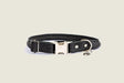 Rolled Style Black Leather Quick-Release Dog Collar