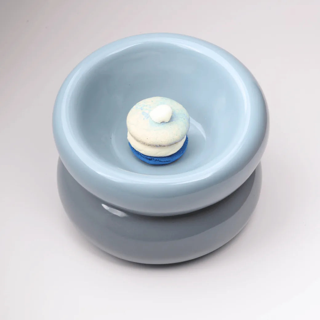 Soufflé Pet Bowl in Frozen Blue, featuring a comfortable design and stable base, ideal for your dog's mealtime.