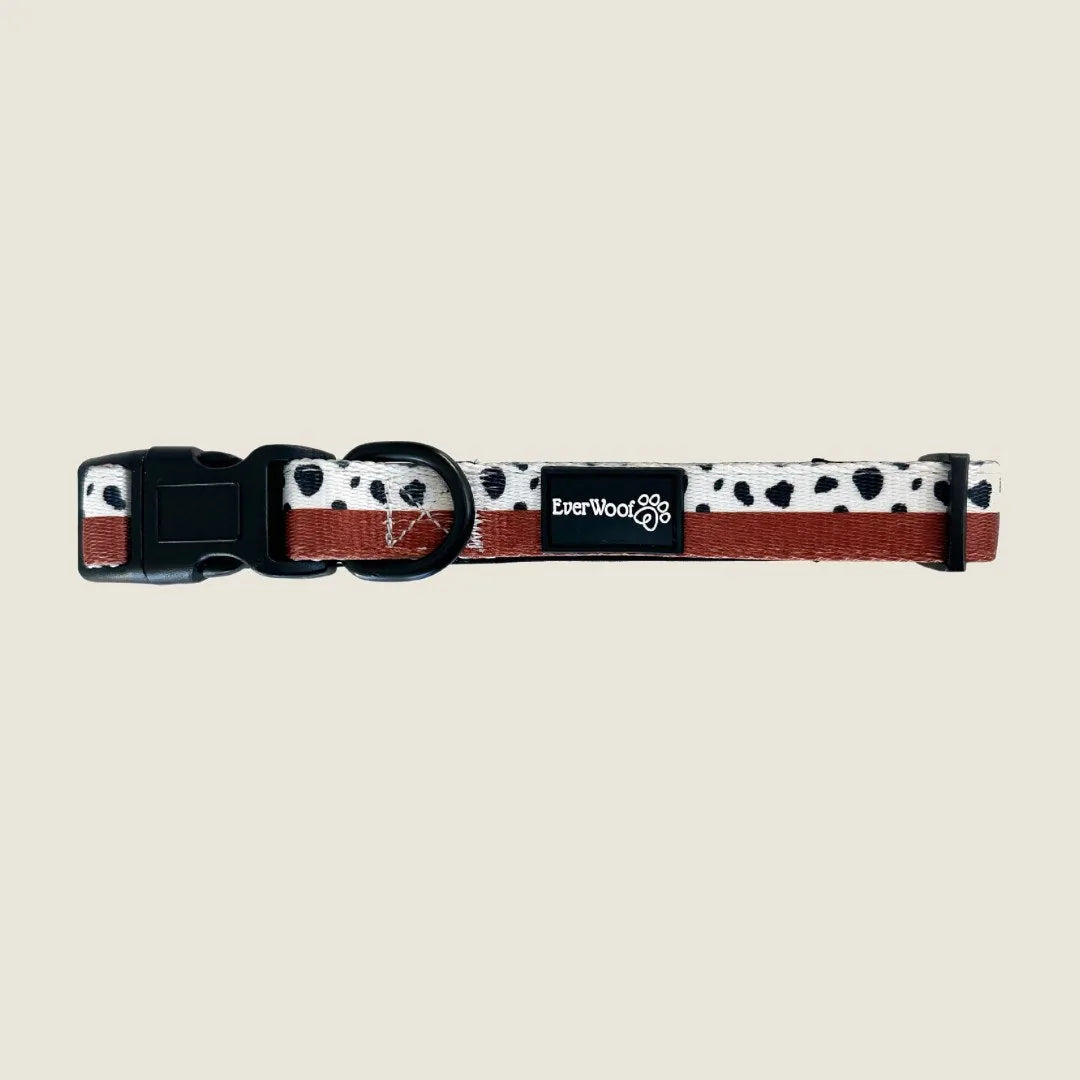 Spotted Ember Collar by EverWoof, featuring a burnt orange and black pattern on a comfortable adjustable strap.