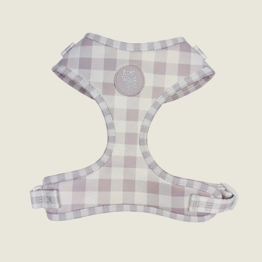 Sugar Plum Adjustable Harness by EverWoof in a pastel plaid pattern, featuring a soft neoprene material and adjustable str...