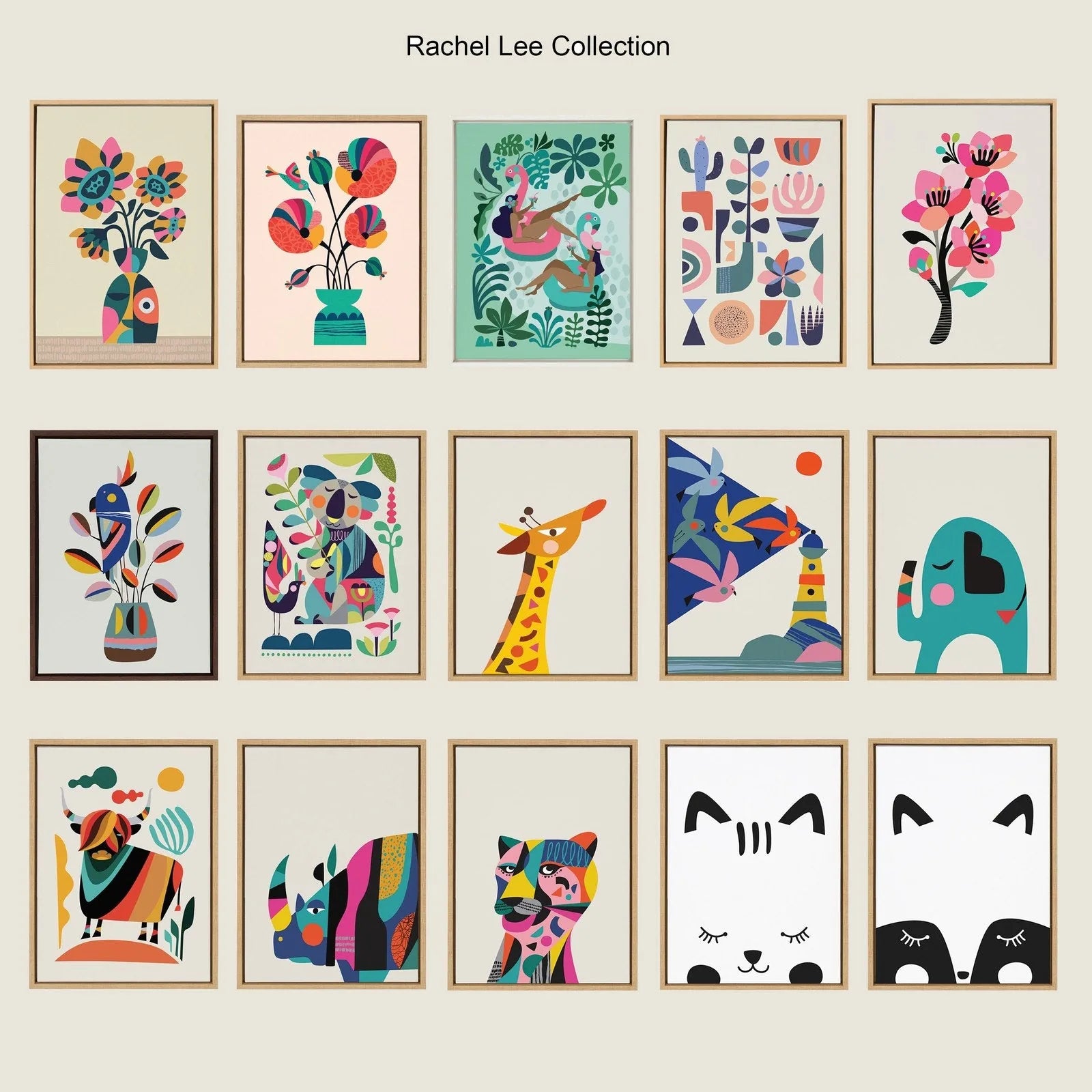 Framed canvas art featuring a playful mid-century modern surf dog design in vibrant colors and a lightweight frame.