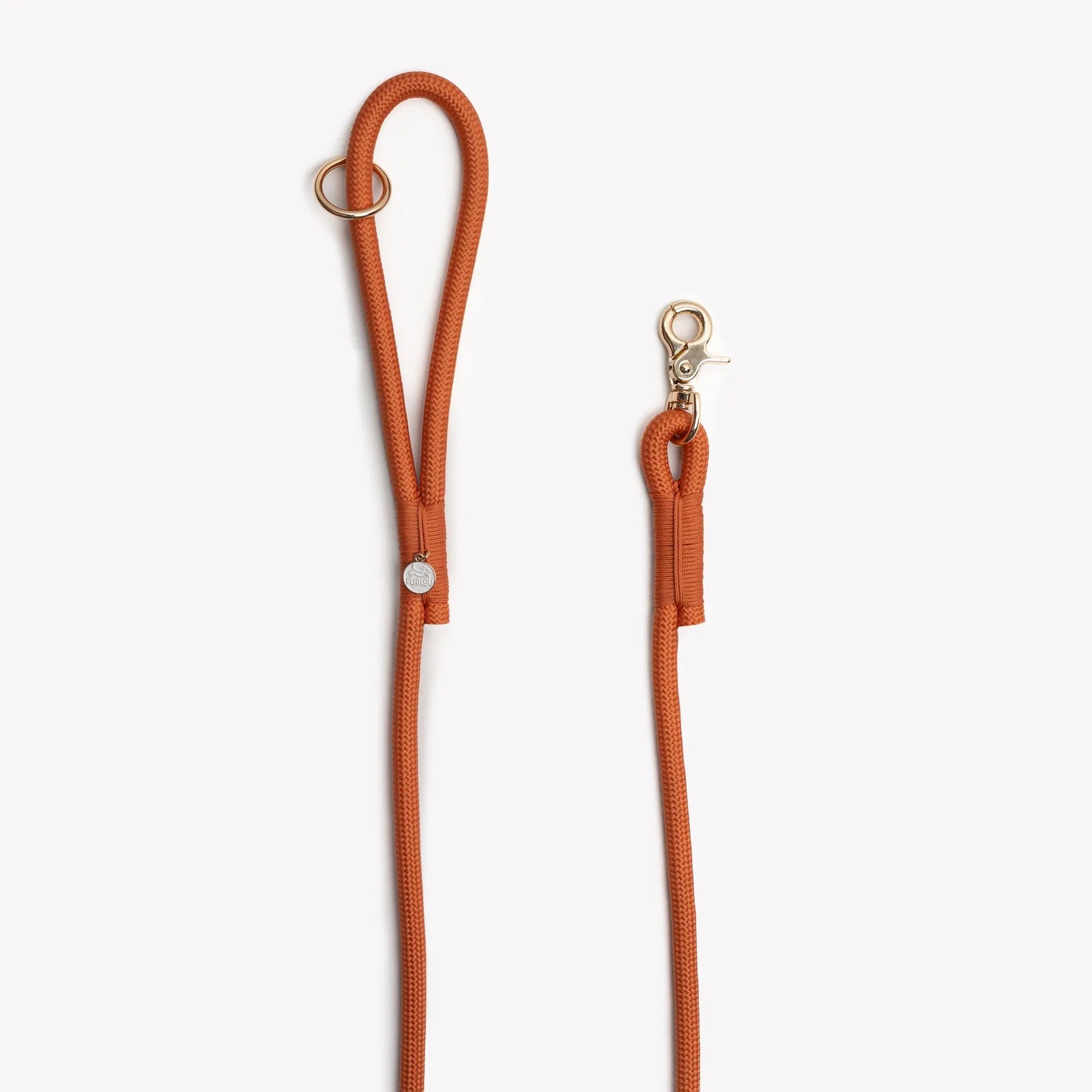 Terracotta braided rope leash by FURLOU featuring durable nylon, O-ring handle, and a stylish design for daily walks.