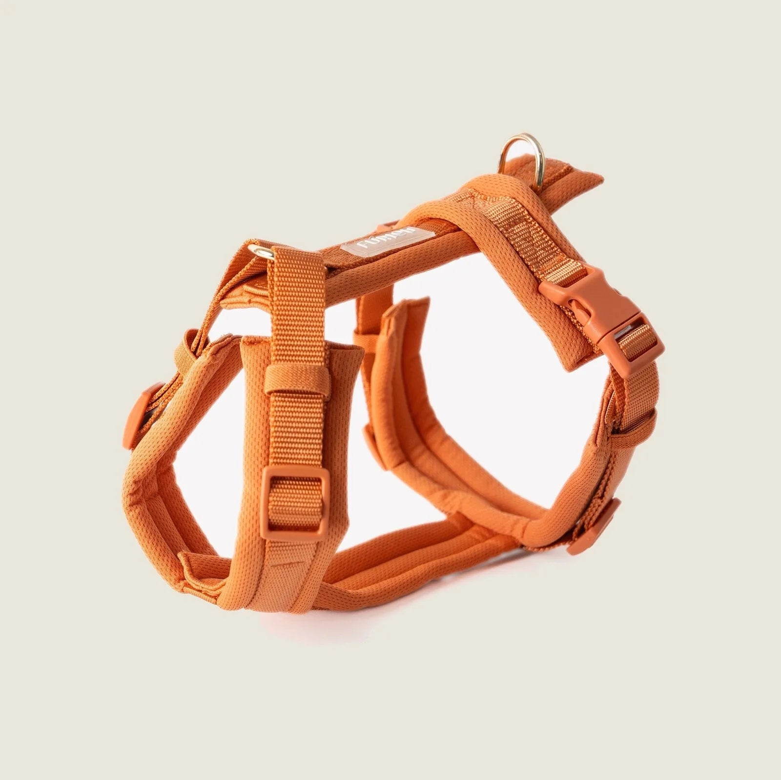 Terracotta comfort dog harness featuring breathable padding and adjustable straps for a snug fit and gentle walk.