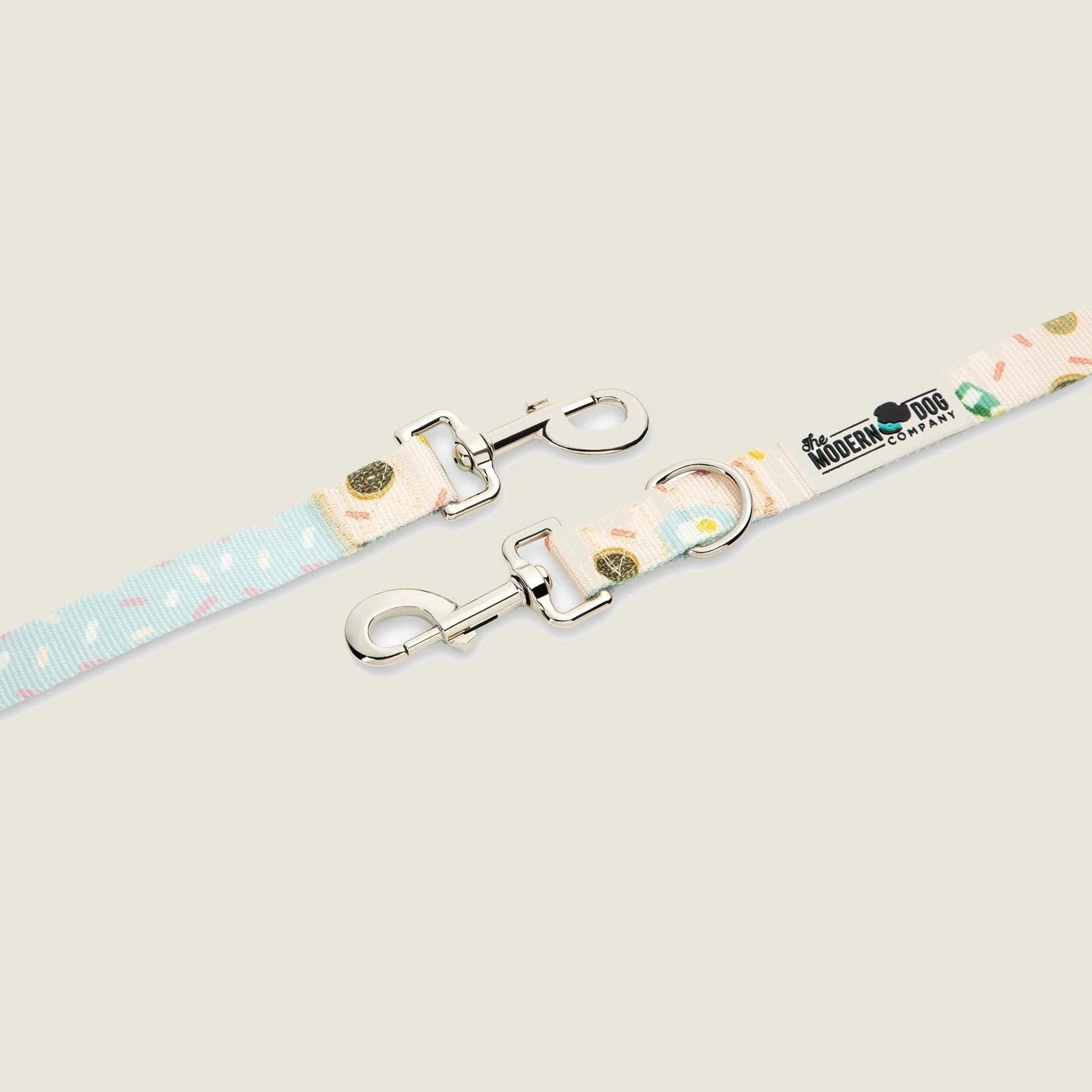 Adjustable dog leash featuring pastel colors and brunch-themed patterns, with dual swivel snaps and multiple D-ring attach...