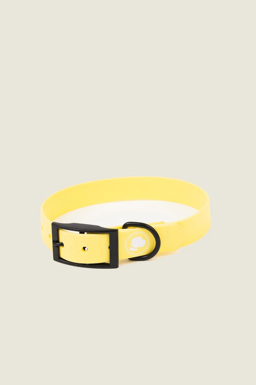 Bright daffodil yellow dog collar with adjustable fit and a black buckle for style and durability. Perfect for outdoor act...