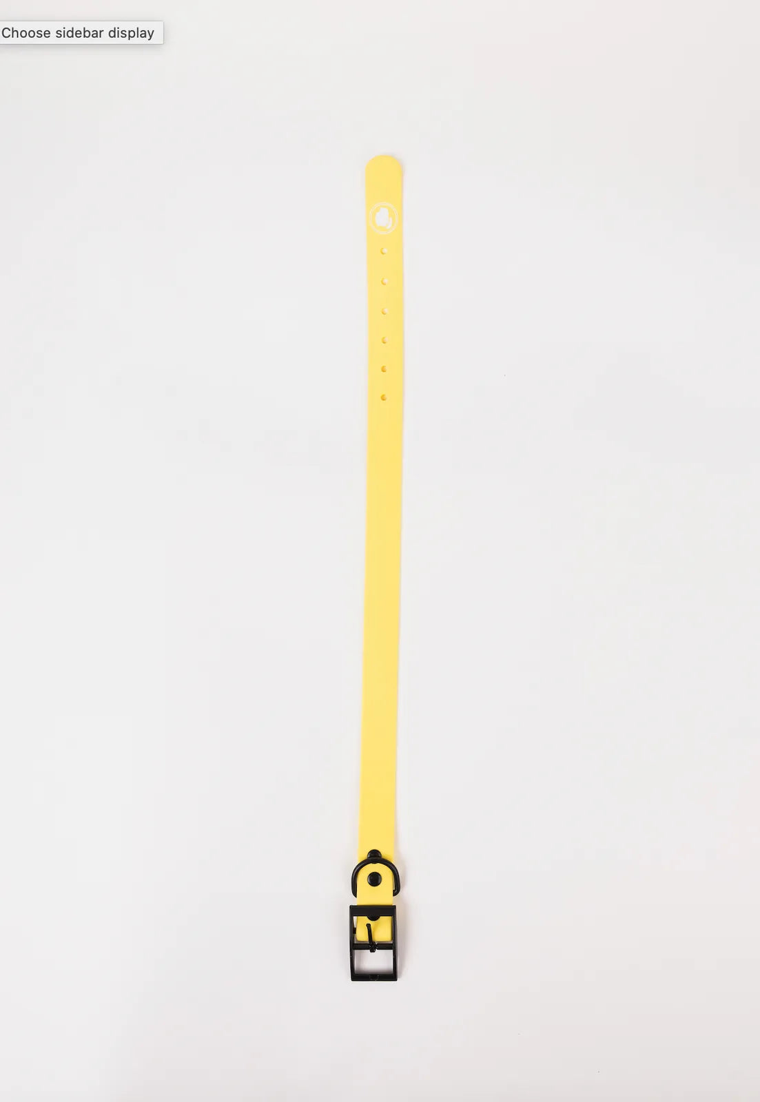 Bright daffodil yellow adjustable dog collar with a black buckle, designed for durability and easy maintenance.