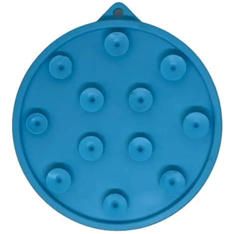 Compact blue turtle-shaped lick mat with suction cups, designed for small dogs and cats. Ideal for enrichment activities.