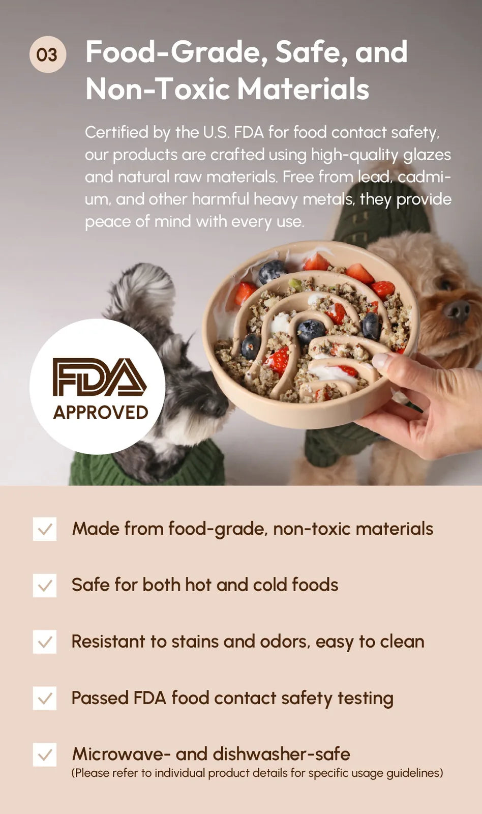 Food-grade beige slow feeder dog bowl with whimsical spiral design, suitable for dogs, promoting calm eating.